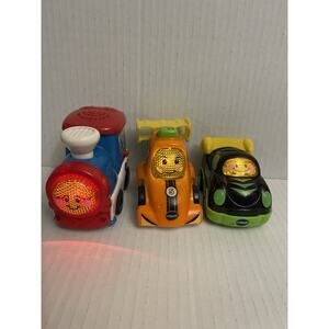 Vtech Go! Go! Smart Wheels Lot Of 3- 2 Race Cars & Train Engine Lights & Sounds